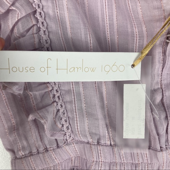 NWT House of Harlow 1960 dress Midi Women Size M Short Sleeve Ruffles Lavender - Picture 11 of 12